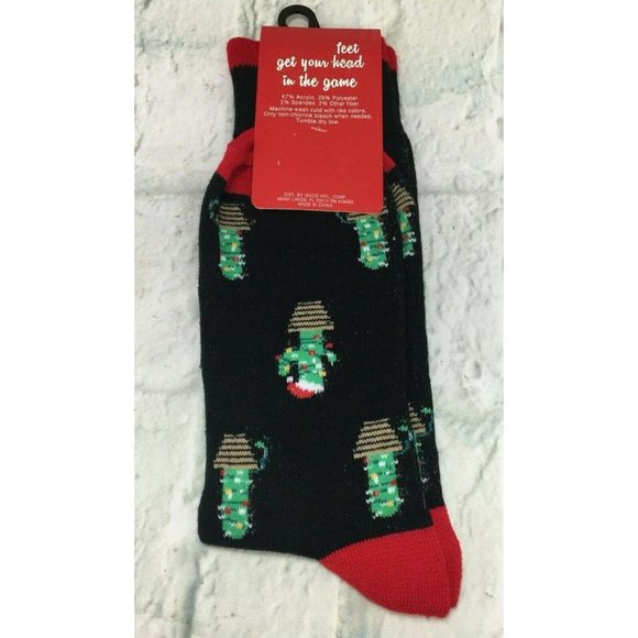 Christmas Socks "Christmas Cactus" Men's Crew Socks Shoe Size 7-12 - Picture 2 of 5